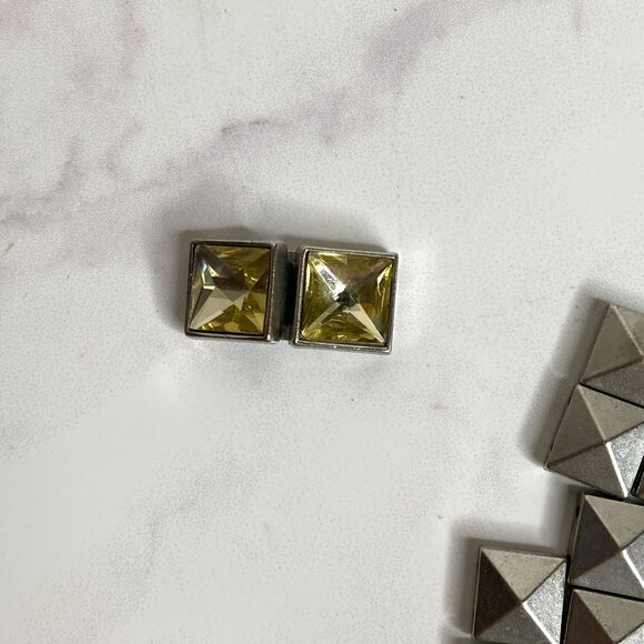 Vintage 2000s Betsey Johnson Silver Pyramid Stud Belt - As Is / Craft Project - Picture 5 of 10